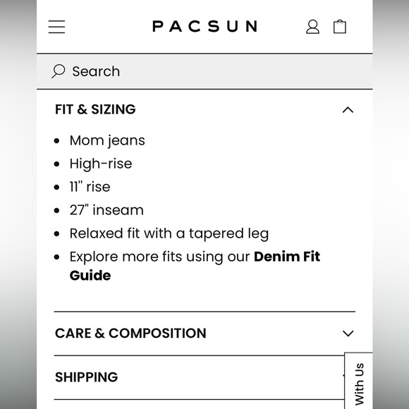 PAC SUN Black Mom Jean Size 24 - Picture 4 of 9